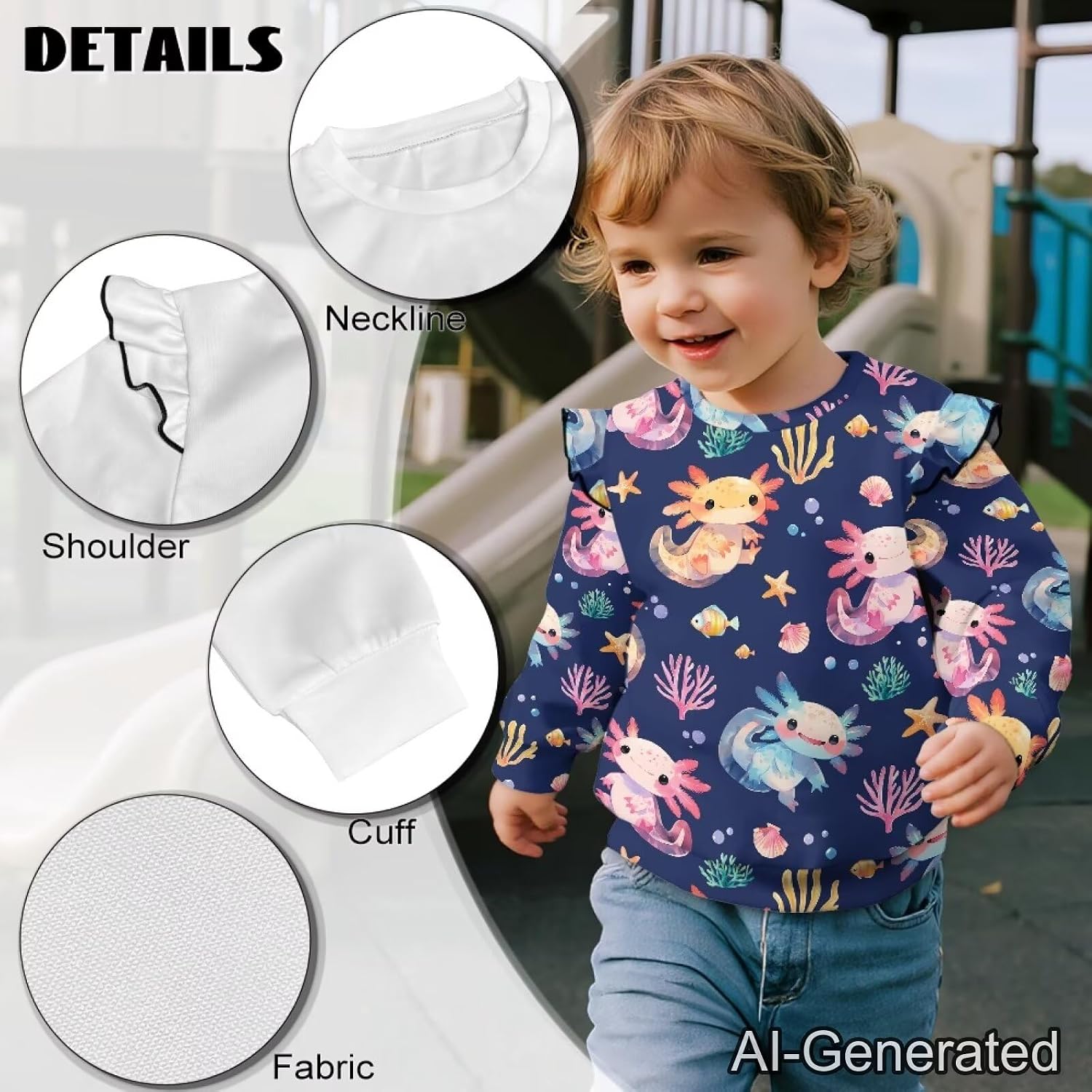 Renewold Girls Shirts Ruffle Long Sleeve Toddler Girl T-Shirts Kids Blouse Soft Comfy Tee Tops Sweatshirts Pullover