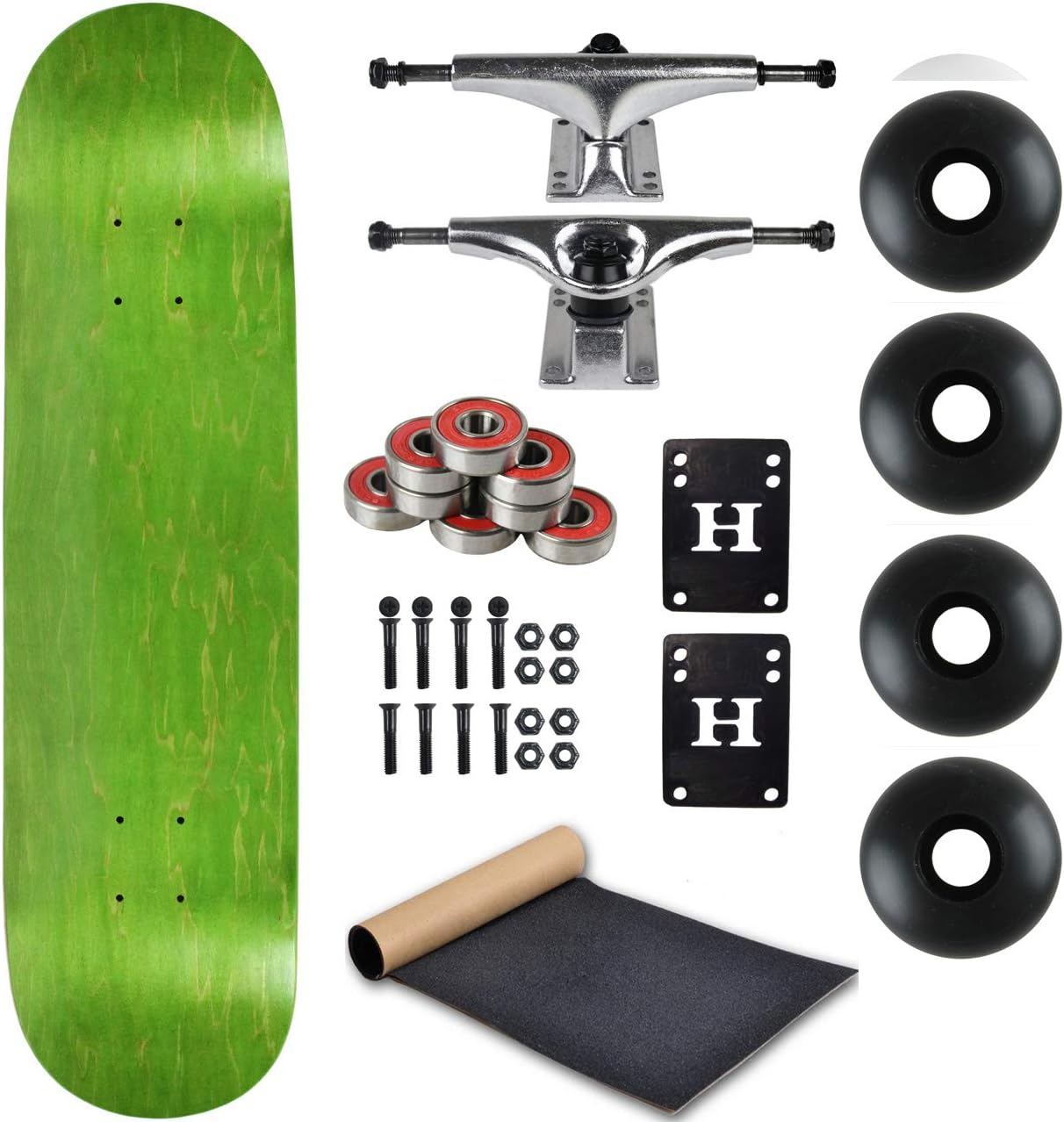 Moose Complete Skateboard Stain Green 8.25" with Silver Trucks and Black Wheels