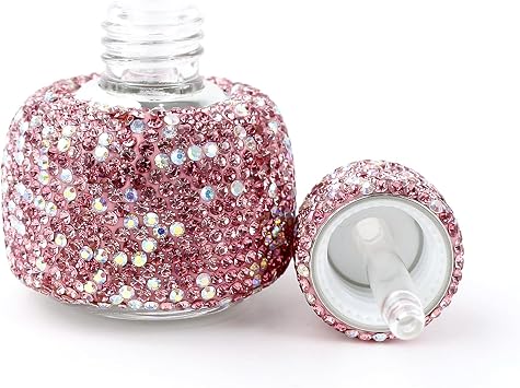 Dropper Bottle,Rhinestone Empty Portable Essential Oil Bottle,Bling Travel Perfume Dropping Bottle Pink