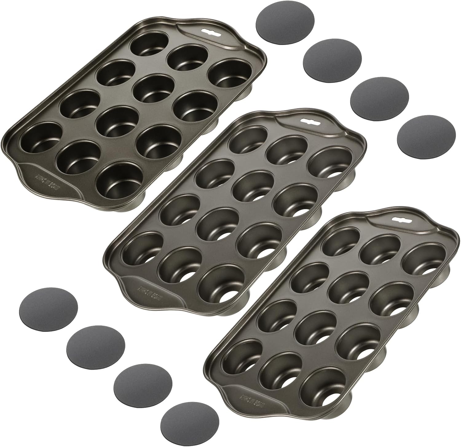 3 Pack Muffin Pan Mini, Nonstick Carbon Cheesecake Pans 12 Hole