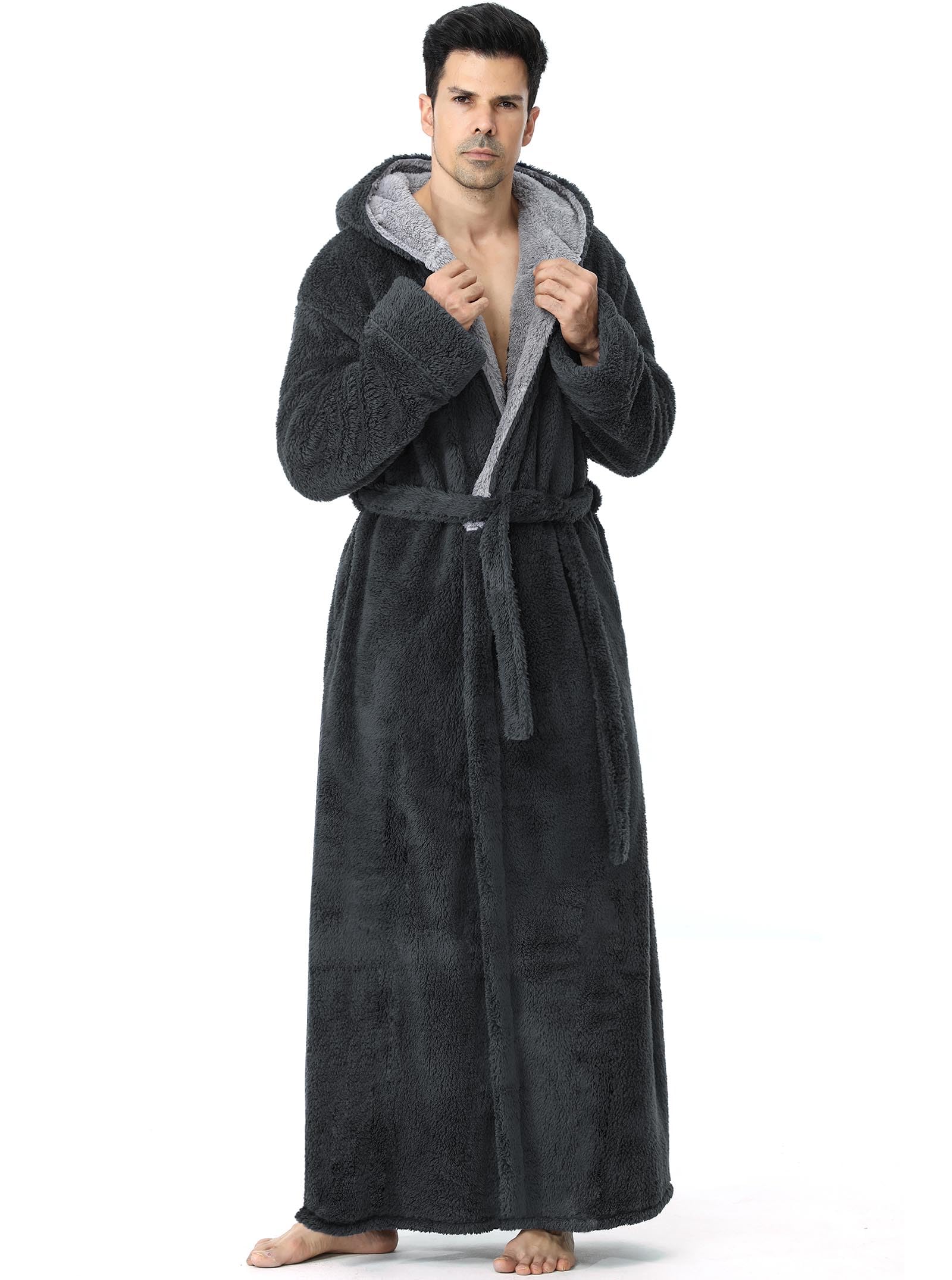 Artfasion Mens Hooded Plush Robe