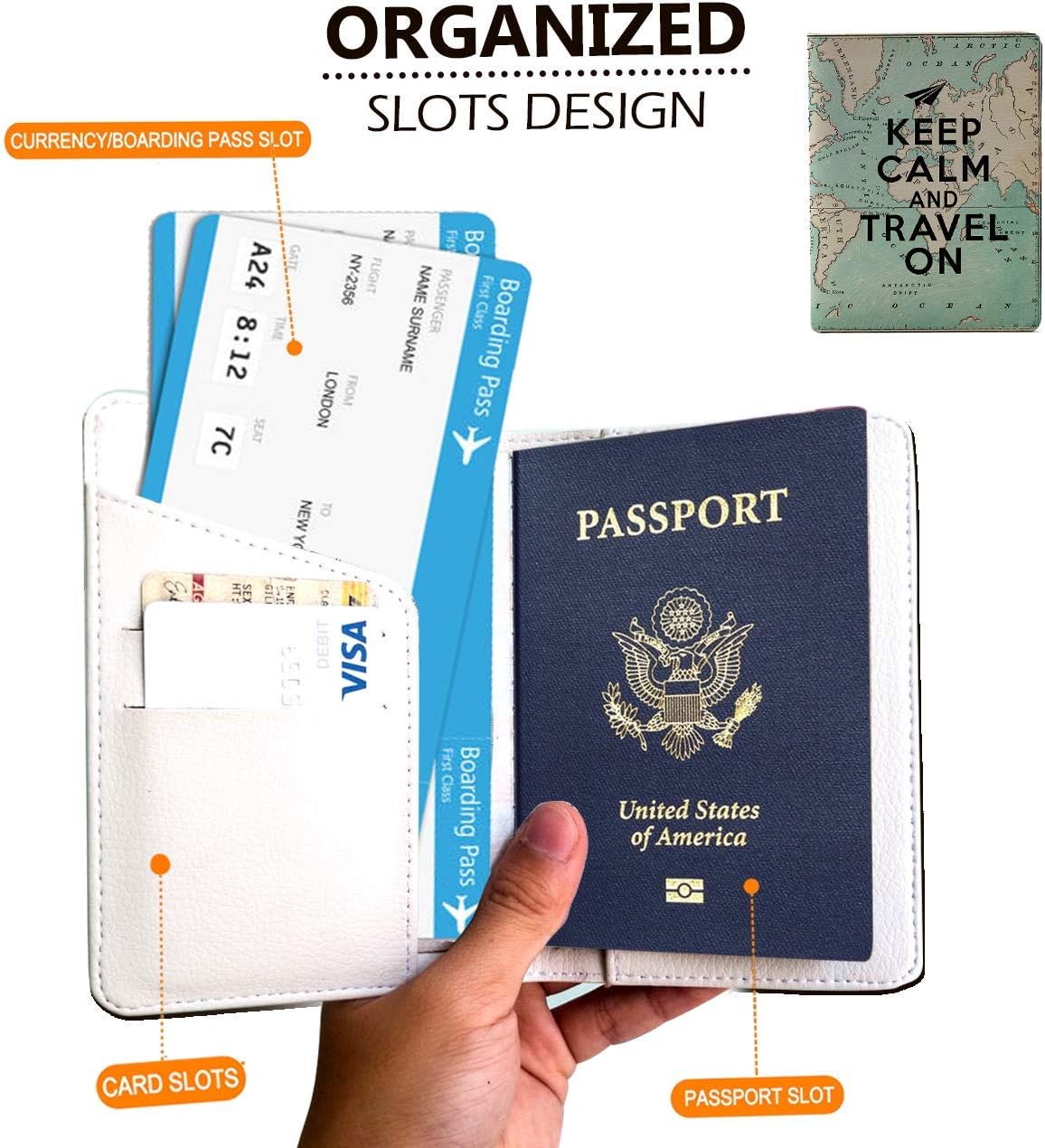 Leather Vintage Map Passport Holder Cover for Men and Women - Travel Accessories - Keep Calm And Travel On Travel Wallet