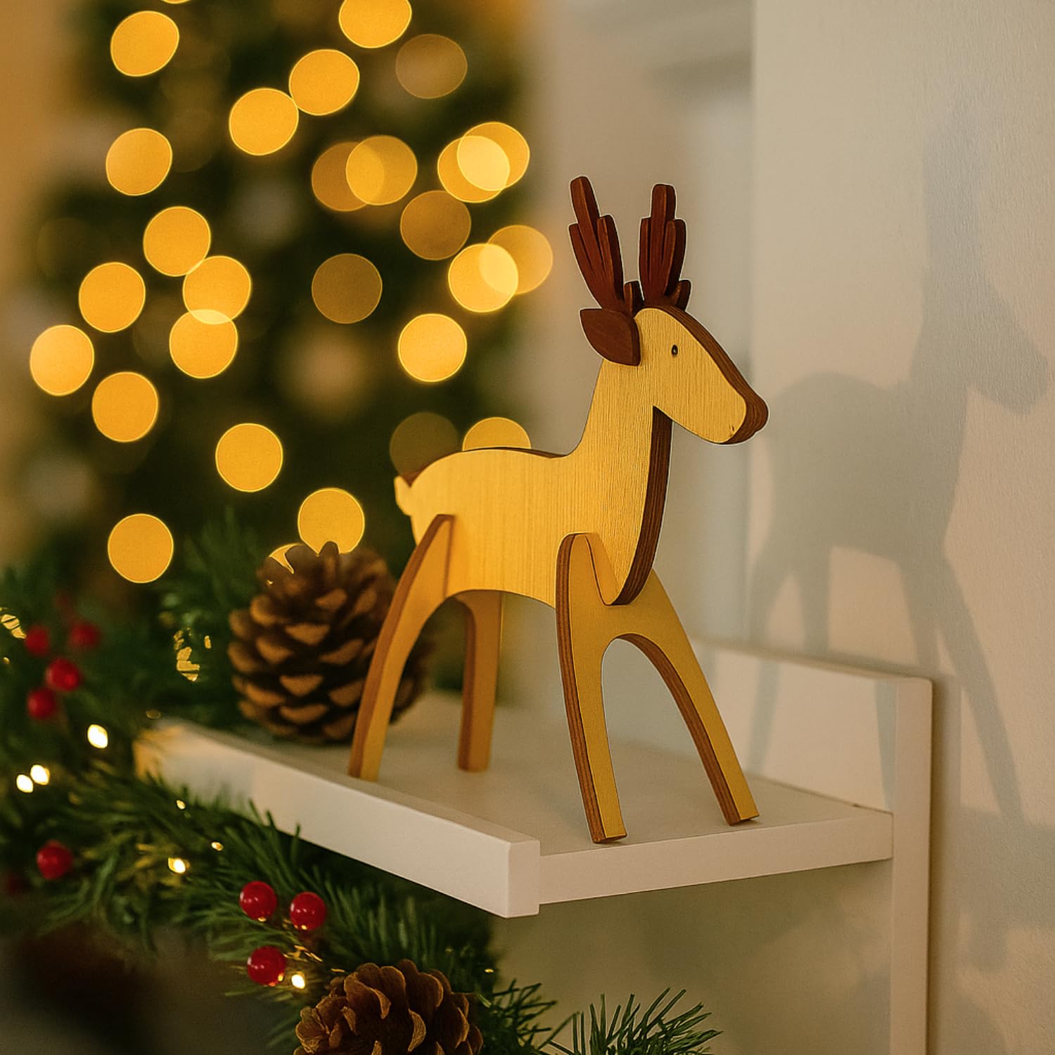 Garden Mile Child Marco Paul Diy Reindeer Christmas Decorations - 3D Handmade Wooden Reindeer Ornaments - Xmas Deer Ornament For Table Centrepiece, Home Decor, Christmas Eve Box Fillers, Xmas Activities & Crafts