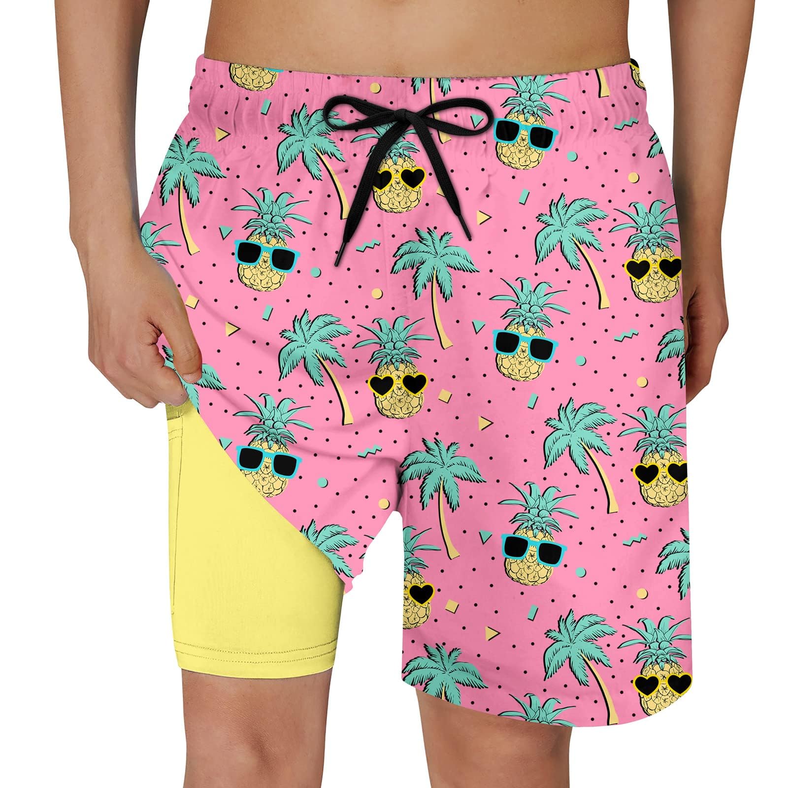 Cozople Boys Swim Trunks with Compression Liner Quick Dry Bathing Suit