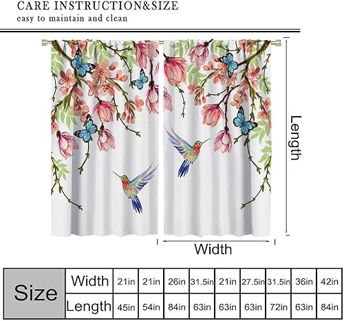 Miniatura 209 de Retro 70s Floral Blackout Window Curtains, Watercolor Flower Plant Rustic Modern Style Pattern Window Drapes, for Bedroom Living Room 42x45in 2