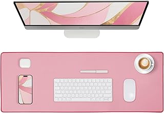 قاعدة ماوس ولوحة مفاتيح كبيرة مطاطية مقاومة للماء وغير قابلة للانزلاق مع حواف مخيطة متينة للمكتب والمنزل للألعاب واللاعبين من ألوانيس، اكس لارج، 80 × 30 سم × 3 ملم، وردي غامق