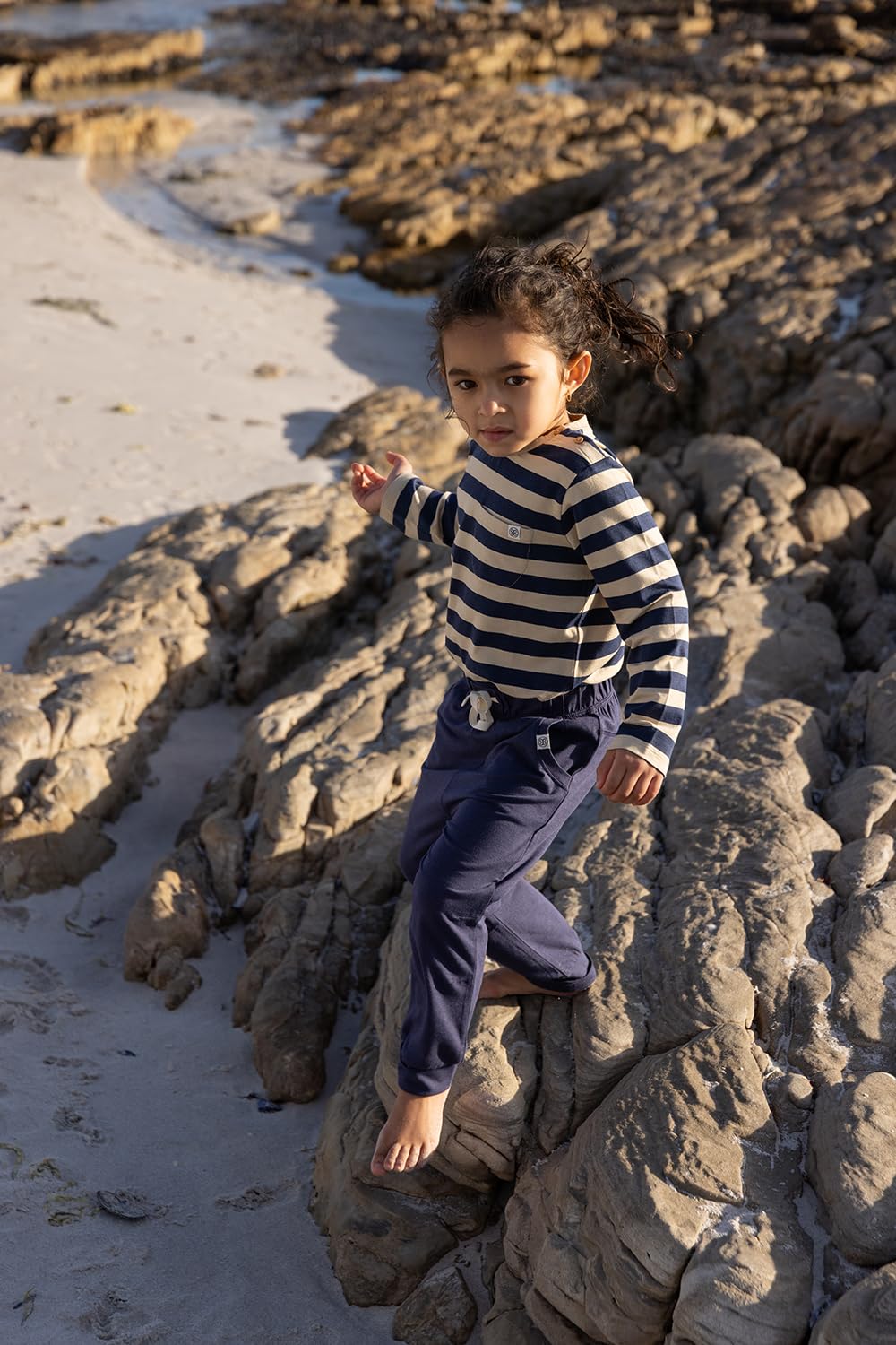 Cloby Baby Long Sleeve Shirt/Langarmshirt - mit UV-Schutz (UPF 50+) - für Jungen und Mädchen - Navy Stripe - blau/beige (Gr. 12-18 Monate)