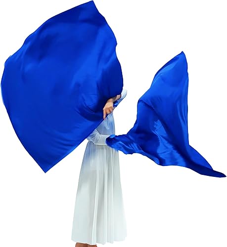 Wuchieal Banderas rectangulares de adoración de 51 x 45 pulgadas, banderas de alabanza con varillas escalables, 1 par (azul marino)