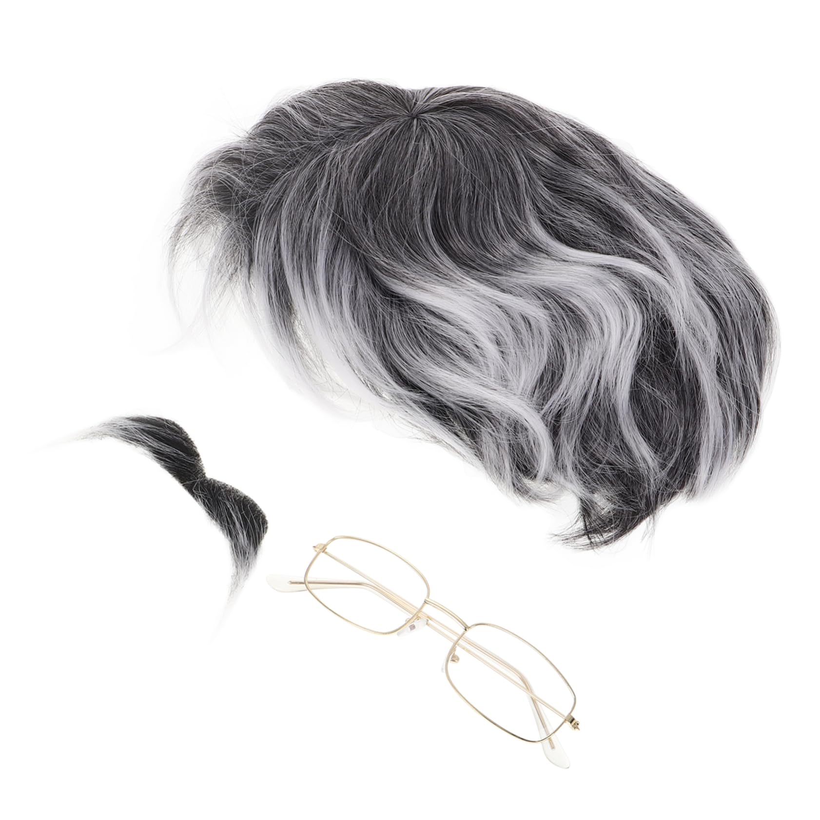 BESPORTBLE Halloween Dress up for Men Grandpa Costume Set Glasses Wig Beard Prop for Adults Stage Performances