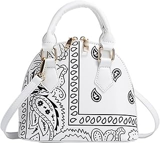U Scinan Patent Leather Top Handle Tote Bag Mini Zip Around Dome Shoulder Bag Shell Shape Cross Body Handbag Purse Satchel