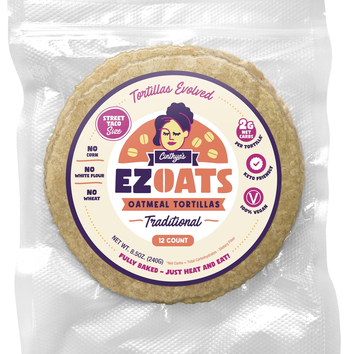 EZ Oats Oatmeal Street Taco Tortillas 4 Packs of 12