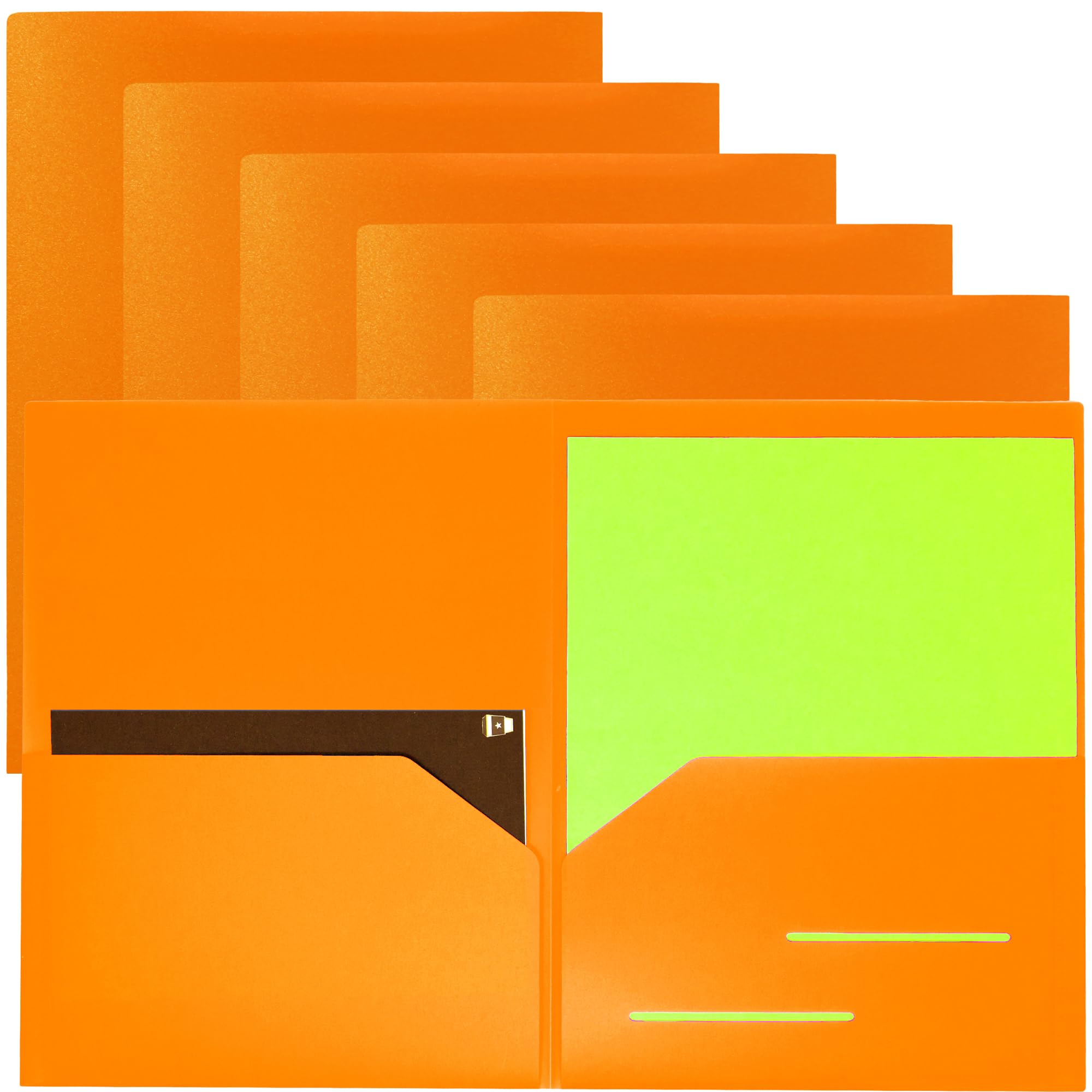 Youngever 6 Pack Heavy Duty Plastic Two Pocket Folders, Heavy Duty Plastic 2 Pocket Folder (Orange) โ image 1