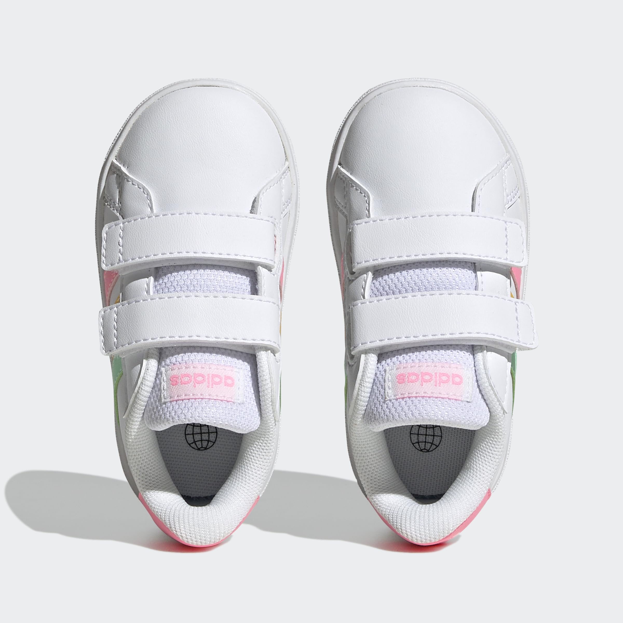 adidas Grand Court Lifestyle Hook And Loop Shoes, Sneaker Niños, Ftwr White Pulse Mint Beam Pink, 27 EU