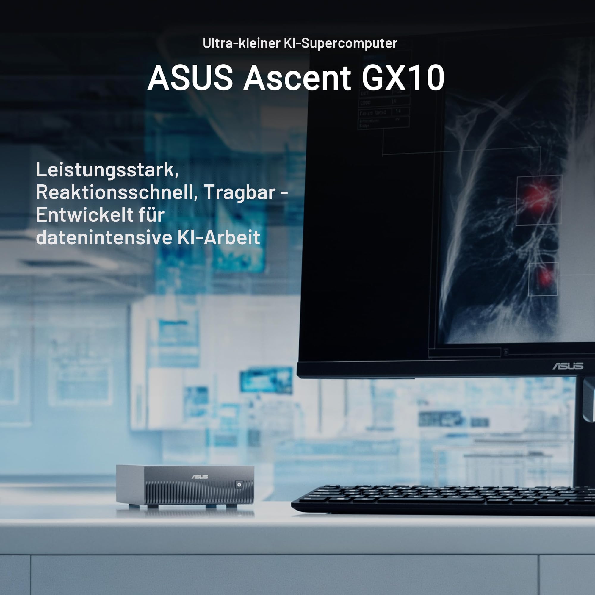 ASUS Ascent GX10-GG0003BN 1TB KI Supercomputer (NVIDIA GB10 Grace Blackwell Superchip, 1 petaFLOP KI-Leistung, 128 GB Speicher, DGX Spark, NVLink-C2C, ConnectX-7, kompakt)