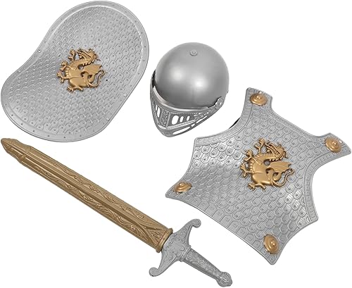 Miniatura 6 de Toyvian Conjunto de cascos para niños pequeños, trajes para niños, disfraz de guerrero de batalla, accesorios para niños, conjunto de caballero para