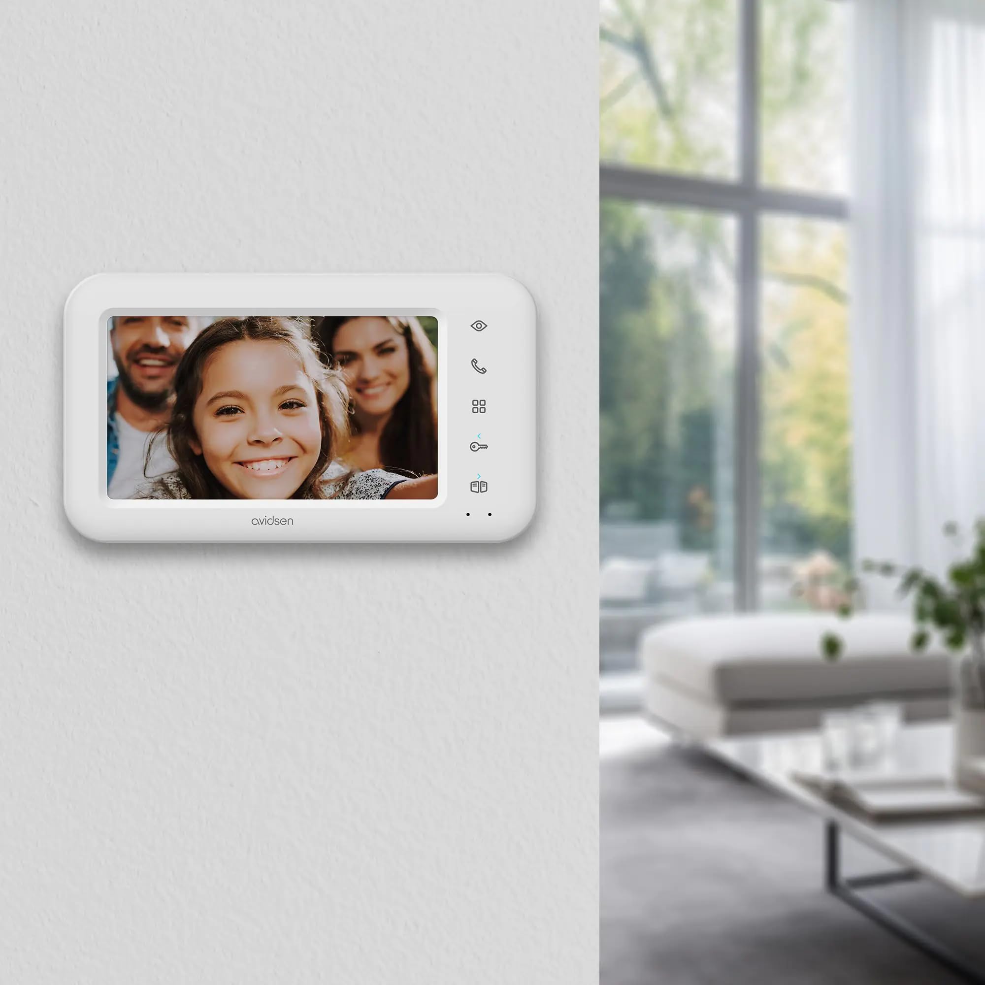 Avidsen Écran Supplémentaire Élia 2 Families, Moniteur 7" pour Visiophone Filaire Deux Foyers, Contrôle Indépendant Portail, Polarity Protect