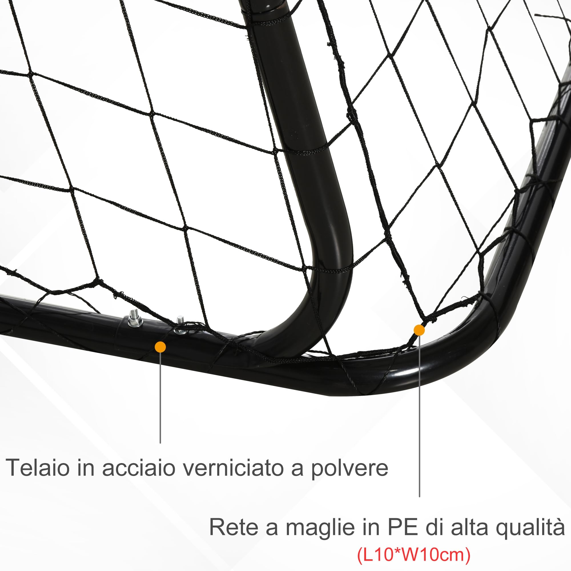HOMCOM Set Di 2 Porte Da Calcio Per Bambini Con Rete, Pallone E Gonfiatore - Gioco Da Giardino, Acciaio 78x46x56 Cm