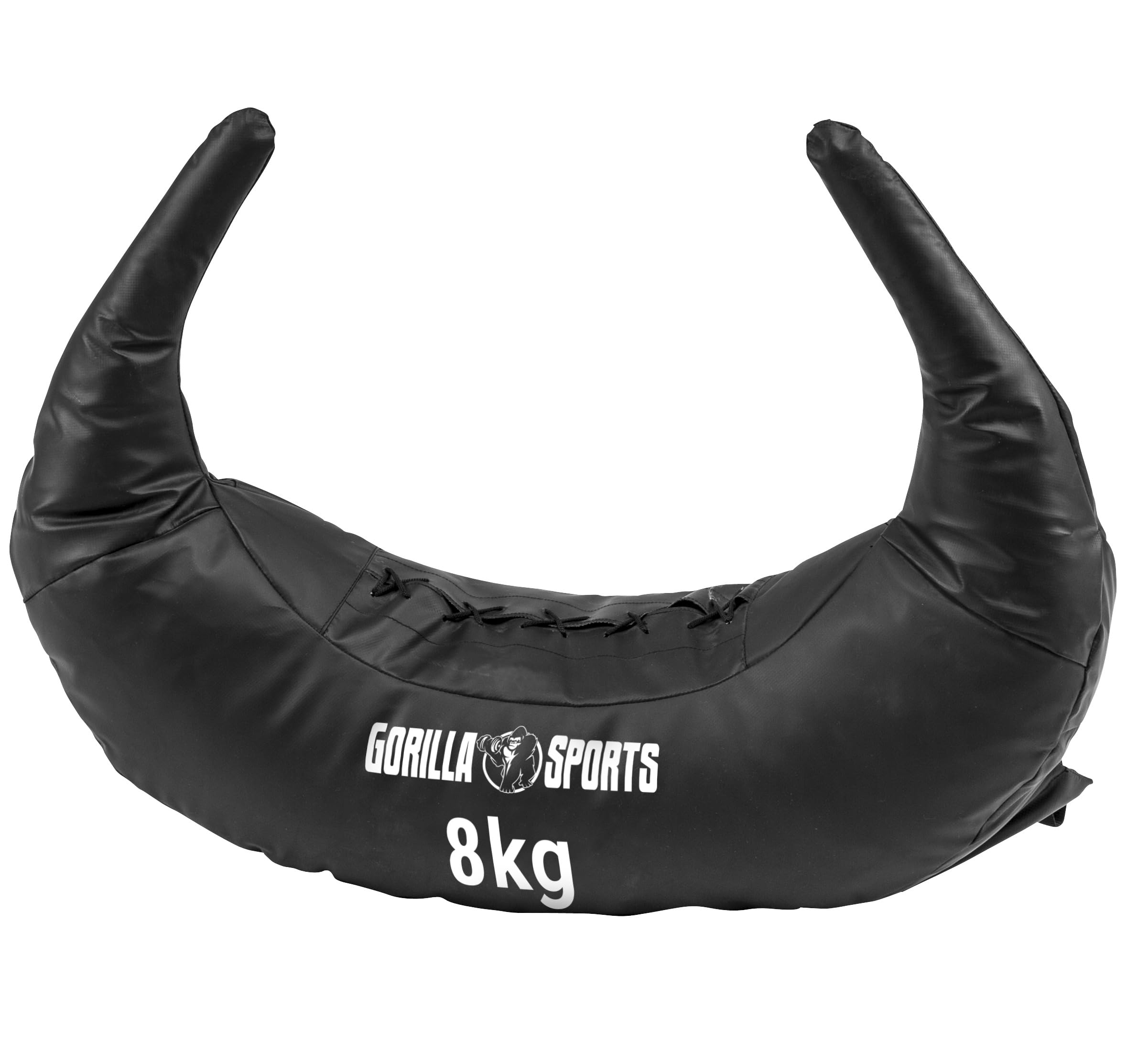 GORILLA SPORTS® Bulgarian Bag - 5kg, 8kg, 12kg, 17kg und 22,5kg, 5 Schlaufen, aus Kunstleder, Schwarz - Sandsack, Bulgarische Tasche, Power Bag, Sand Sack, Krafttraining, Fitness