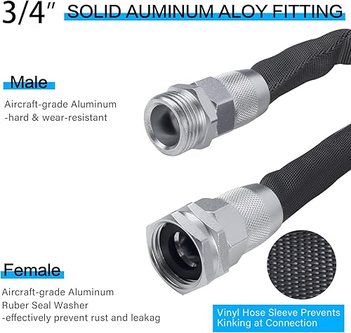 Miniatura 2 de La manguera tejida de tela de jardín de 25 pies y 50 pies es una manguera de agua ligera con un diseño flexible de 58 pulgadas, resistente y