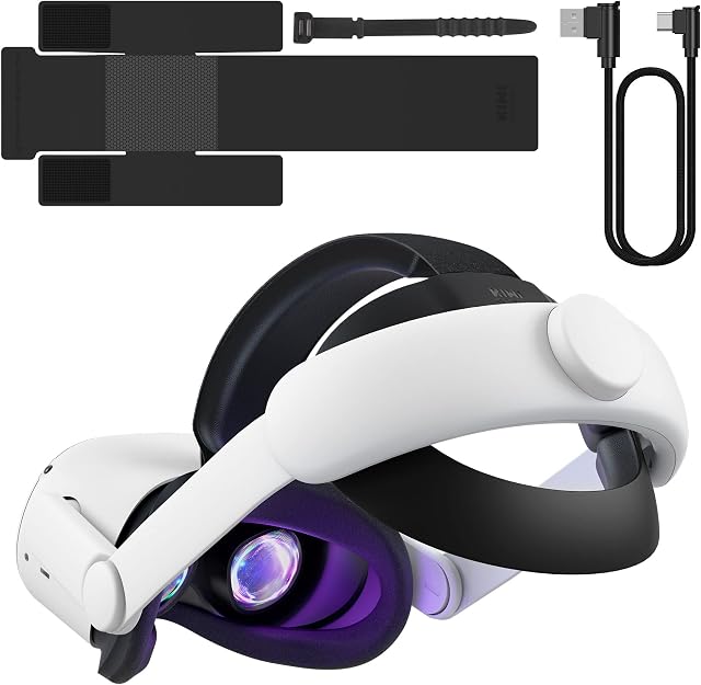 KIWI design Head Strap Accessories with 3 in 1 Battery Holder Strap, Enhanced Comfort and Extending Playtime, Compatible with Quest 2 (Battery Not Included)
