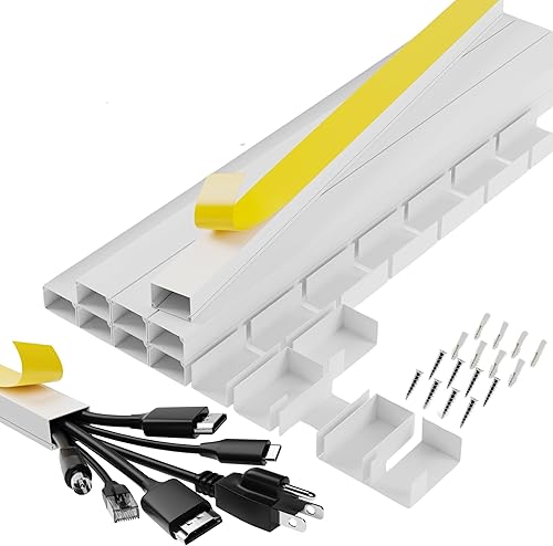 Fundas de cable de 39 pulgadas para montaje en la pared kit de TV pintado blanco para bebés y mascotas a prueba de cables eléctricos para ocultar