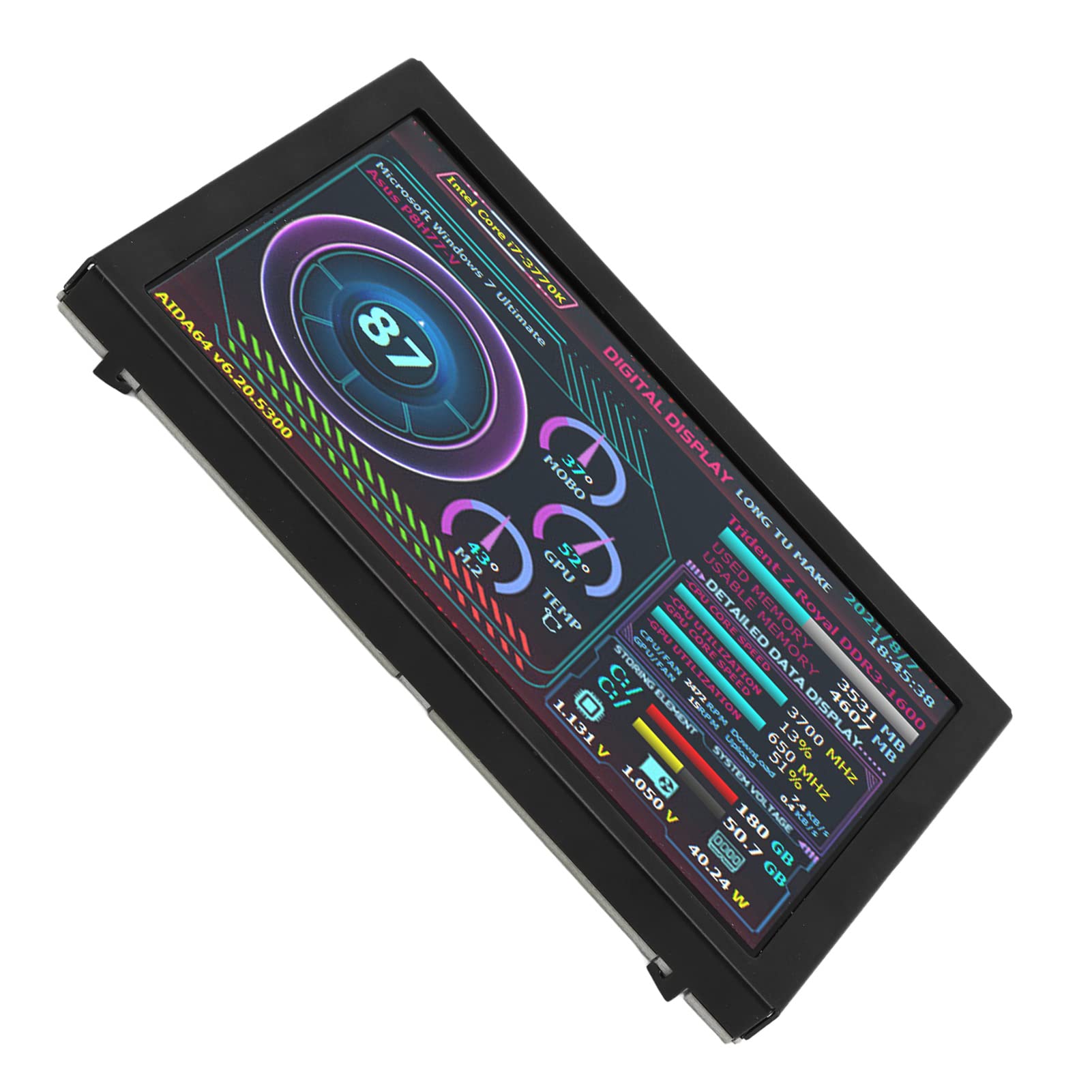 5 Zoll Computer Temp , , Visueller Themeneditor, PC CPU Datenmonitor, 800 x 480, Micro USB, für , Linux,