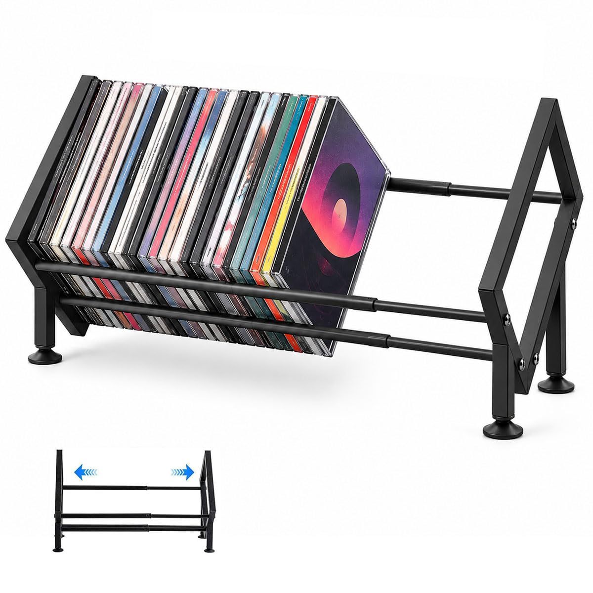 Rangement Vinyle Support Métal, Porte Disque Vinyle Extensible pour 80–100 LPs, Range Vinyle étagère De Bureau pour CD, Albums, Magazines, Livres (Noir) - Les Beatles, Paul McCartney, John Lennon, RIngo Starr, George Harrison Rangement Vinyle Support Métal, Porte Disque Vinyle Extensible pour 80–100 LPs, Range Vinyle étagère De Bureau pour CD, Albums, Magazines, Livres (Noir)