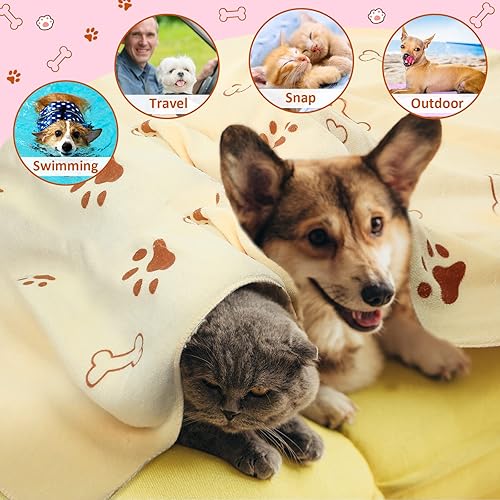 Miniatura 7 de Irenare Juego de 12 toallas de baño para perros de 20 x 39 pulgadas, toallas de microfibra para secar perros, toalla de aseo suave y absorbente