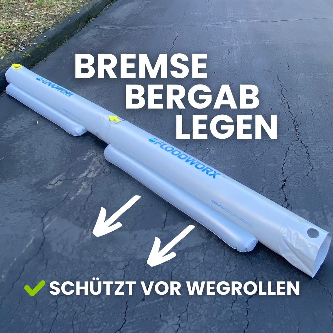 (1x) Floodworx Hochwasserschutzschlauch – Wiederverwendbare Wasserbarriere bei Starkregen & Überschwemmung | Mobiler Hochwasserschutz | Alternative zu Sandsäcken