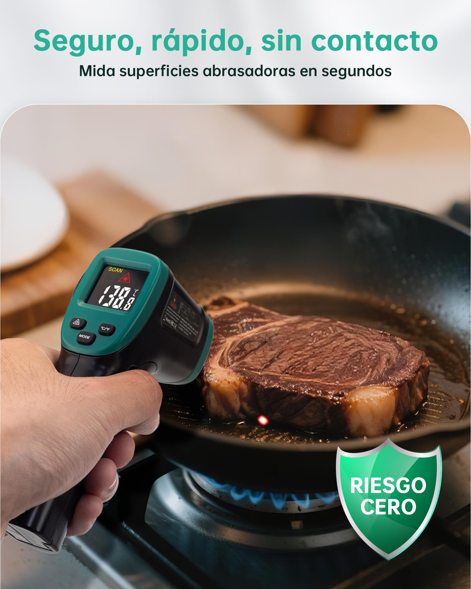 Termómetro infrarrojo ERICKHILL -50°C a 800°C láser digital sin contacto pantalla LCD emisividad ajustable