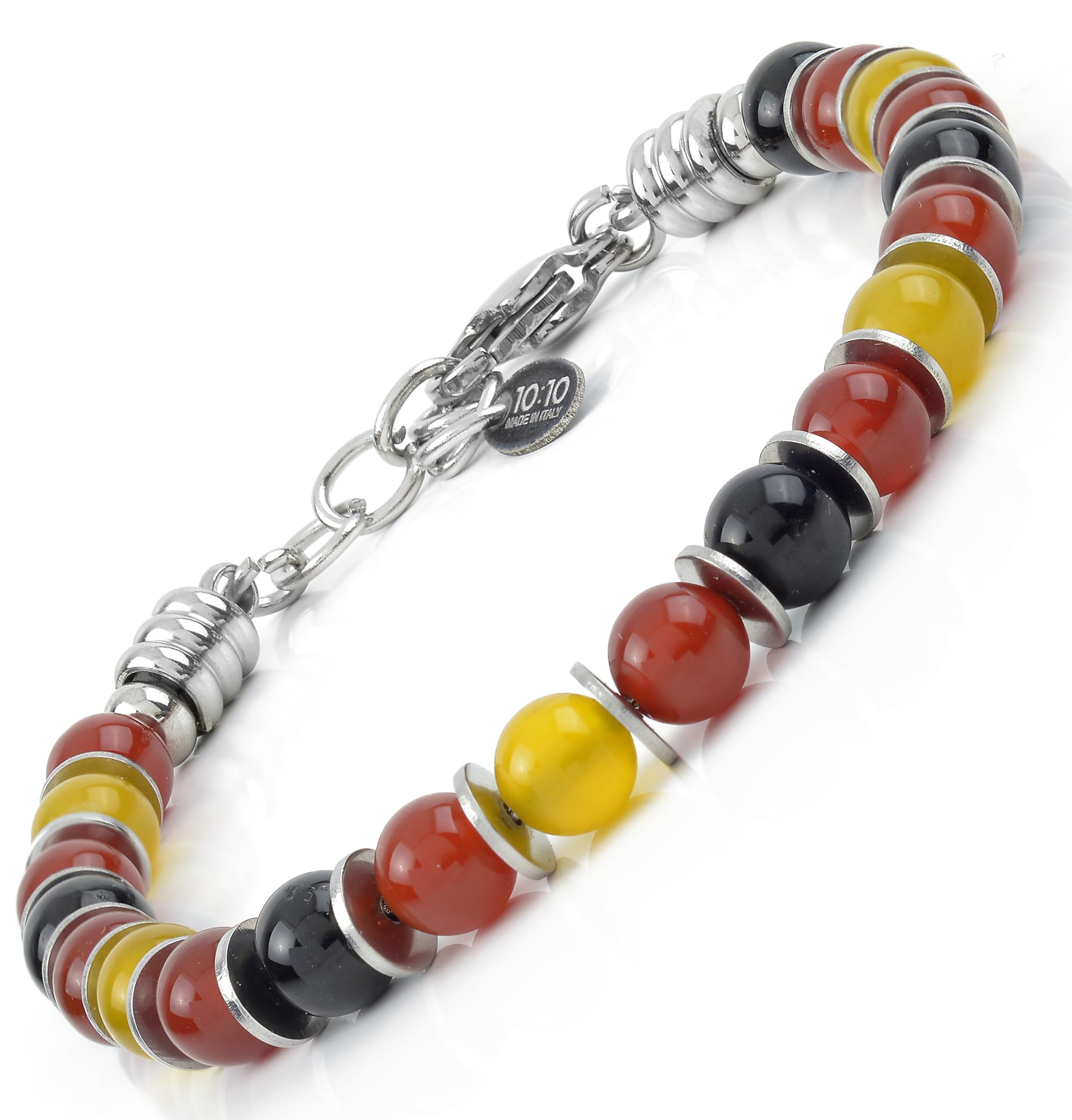 10:10 Bracciale Uomo E Donna Con Pietre Naturali Rettangolari E Acciaio Inox - Realizzato In Italia - Regolabile - 2