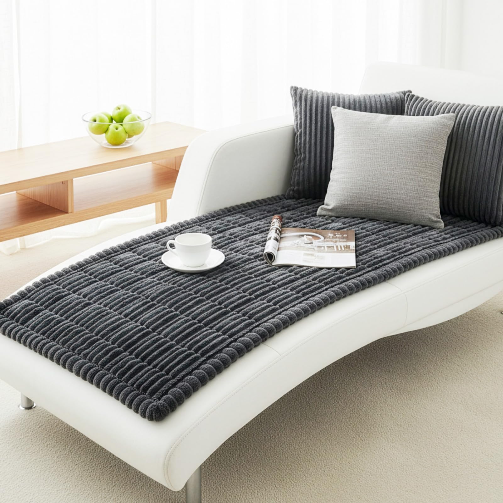EVERGOODS Thick Sofa Covers Washable Fit 1-3 Seater (Fits up to 153cm Length & 73.5cm Width) Stretch Sofa Cover Soft Corduroy Universal Sofa Cover Anti-Slip Elastic Bottom for Living Room (Dark Gray)