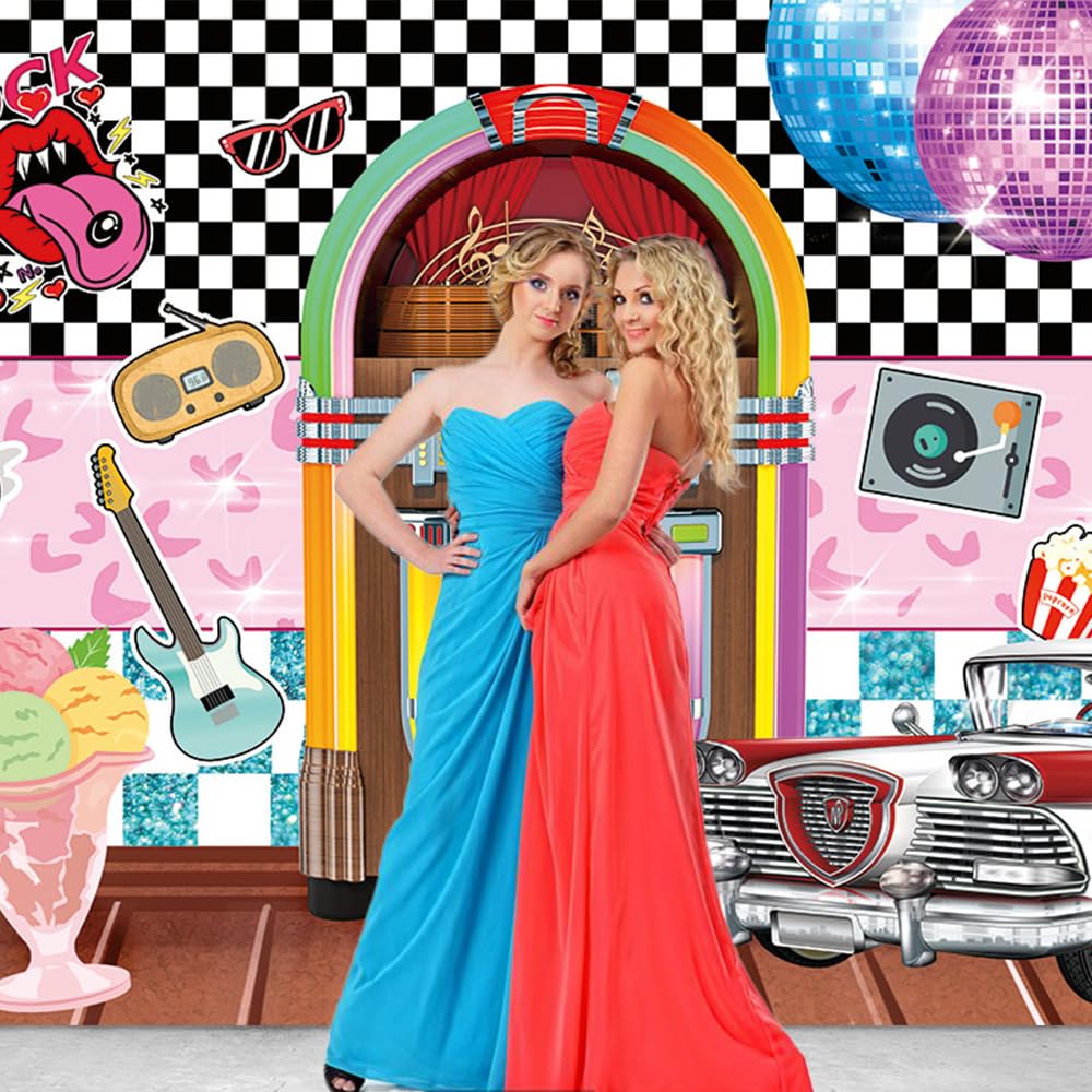 Retro Fotobanner 50er Jahre – 180x120 Cm, Stoff, Für Geburtstagspartys & Fotoshootings