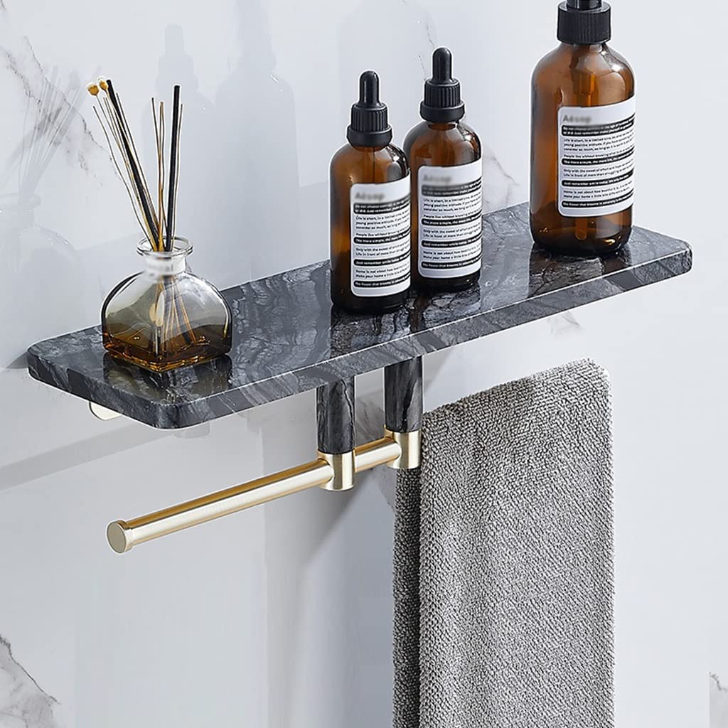 NPQPNAFC Shower Caddy Marble Copper Storage Rack Toilet Washstand Cosmetic Storage Rack Kitchen Shelves Wall Mounted Holde Organizer