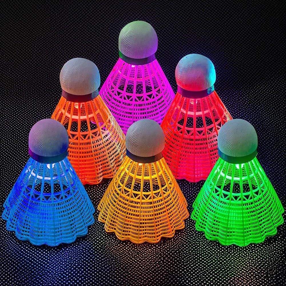 Lot De 6 Volants De Badminton LED - Balle Lumineuse En Nylon Pour Jouer Le Jour Et La Nuit