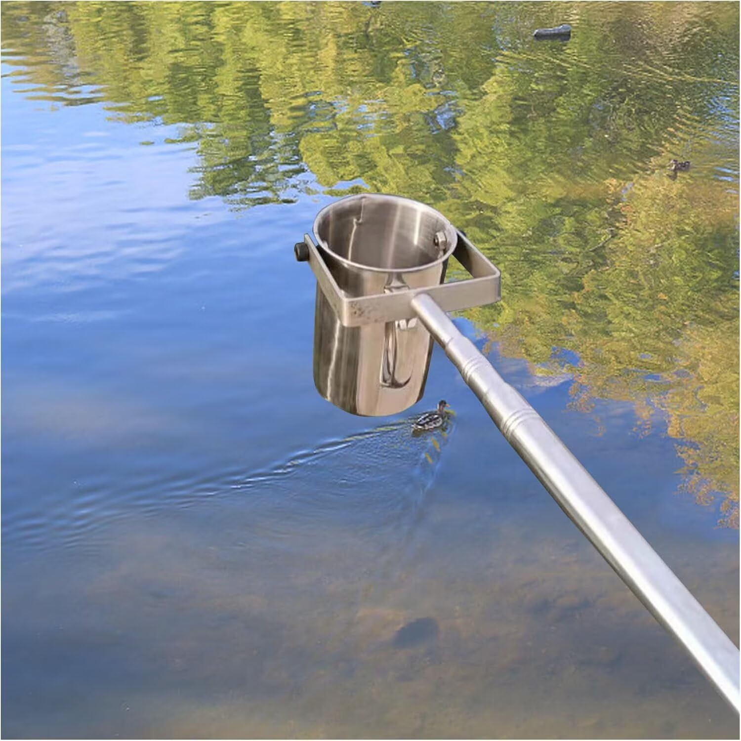 Pértiga telescópica de acero inoxidable for muestreo de agua, cucharón extensible for análisis de agua, muestreo de laboratorio y monitoreo ambiental, varilla de recolección retráctil.