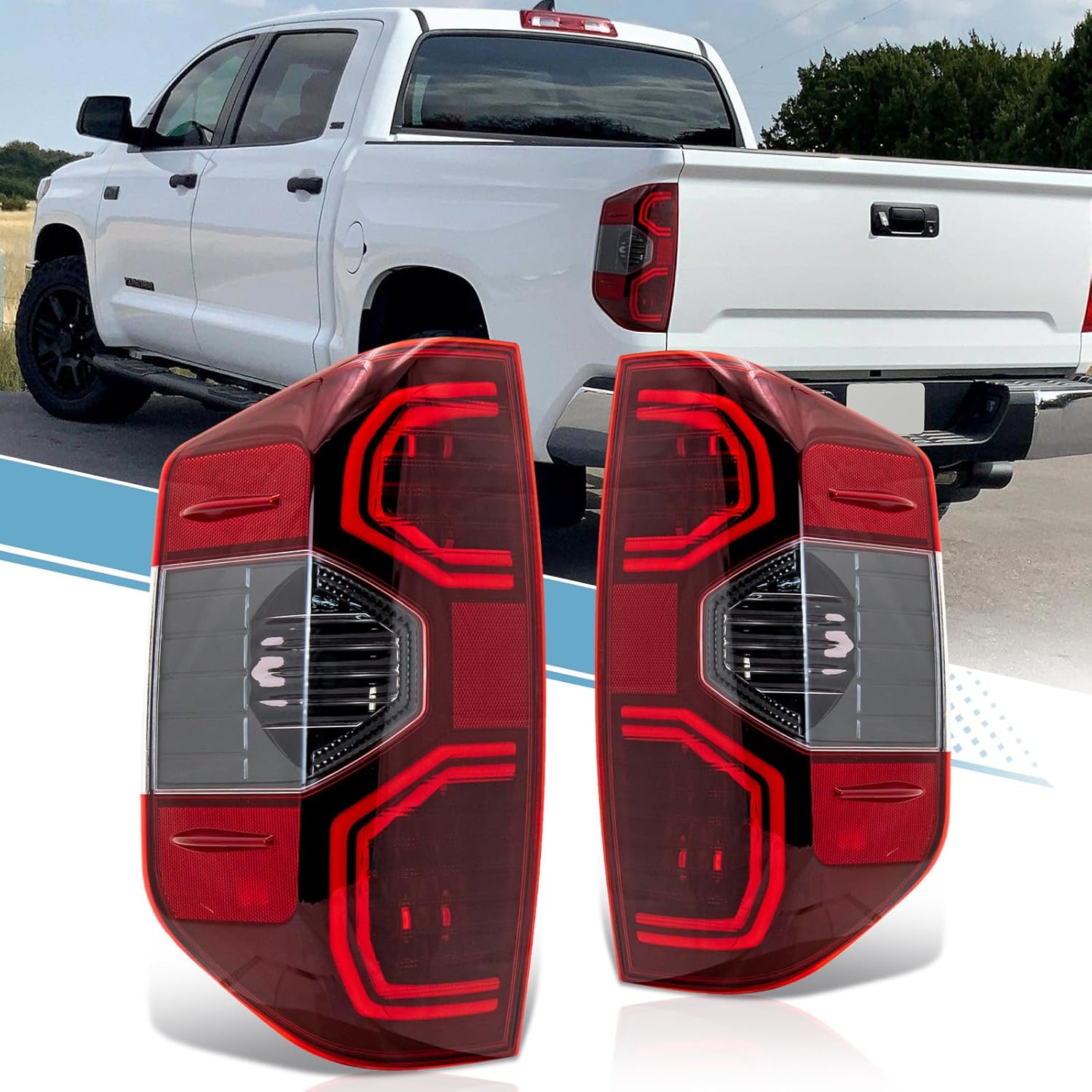 VPIMOZO LED Tail Light Assembly Compatible With 2014-2021 2014 2015 2016 2017 2018 2019 2020 2021 Toyota Tundra Rear Tail Light Housing without Bulb Replaces TO2801193 (Driver & Passenger Side)