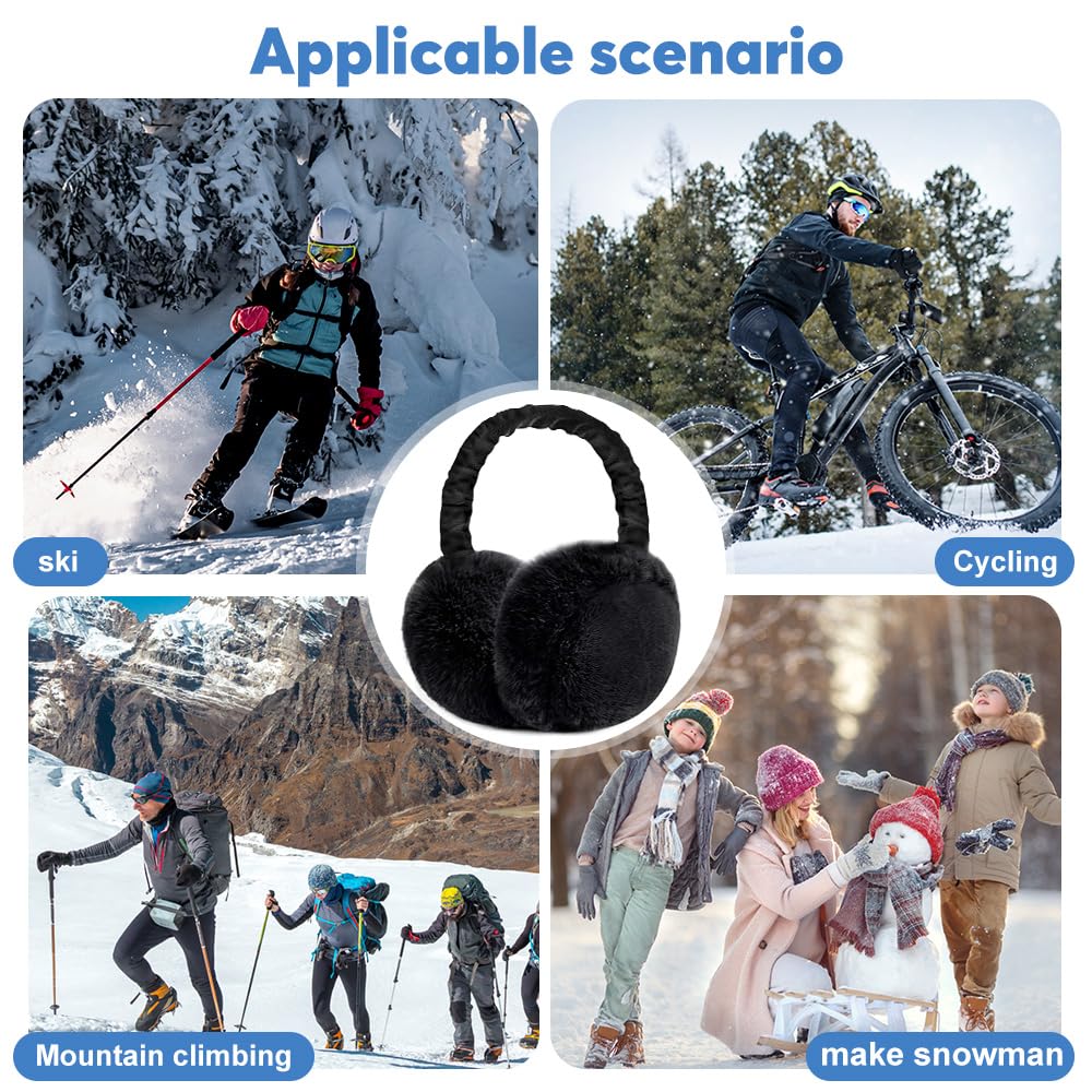 Orejeras, orejeras frio, Plegable Tamaño Ajustable orejeras, Suave y confortable Earmuff de invierno resistentes al viento y cálidas, Earmuff Hombres Mujeres, para Deportes Exterior