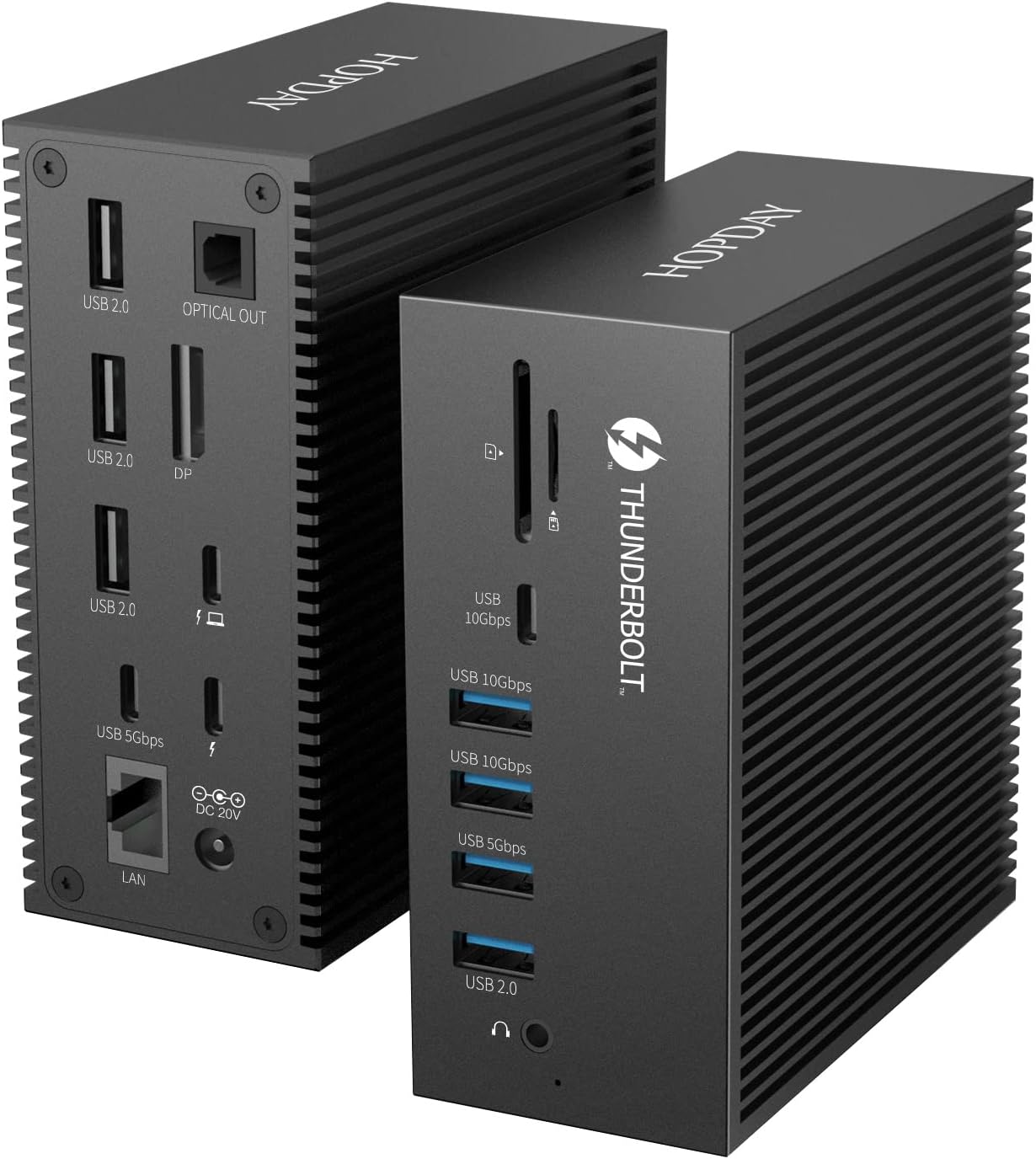 HOPDAYDocking Station, 18-in-1 Thunderbolt 3 Dock for USB-C Laptops, 100W Charging for Laptop, 18W Charging for Phone, 8K DP, 1 Gbps Ethernet, Audio, USB-A 3.2, USB-C 10Gbs, SD/TF, Optical Out