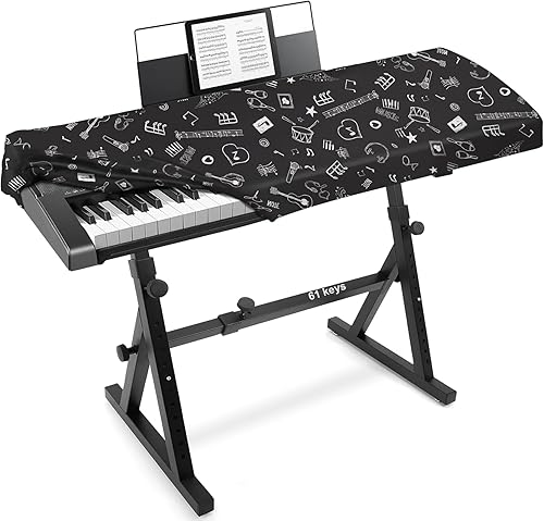 Vista 24 de Explore Land - Cubierta de piano/teclado para 61/88 teclas, con opción de abertura para soporte 2-Negro