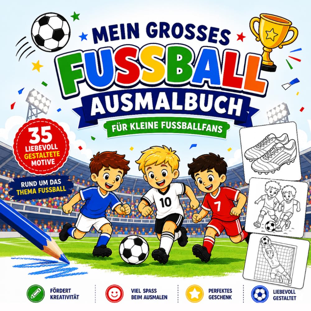 Fußball Malbuch: Für kleine und große Fußballfans