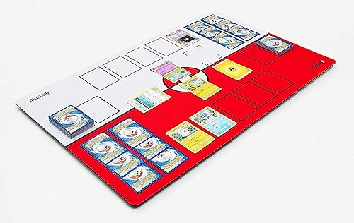Miniatura 2 de Tapete de juego de Pokémon compatible con 2 jugadores con funda de transporte, 28 x 18 x 0.16 pulgadas, tapete de batalla rojo y blanco, tablero de