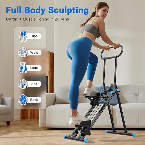 Miniatura 2 de HXD-ERGO - Escaladora para gimnasio en casa, máquina de cardio vertical plegable, escaladora para entrenamiento de cuerpo completo con manillar