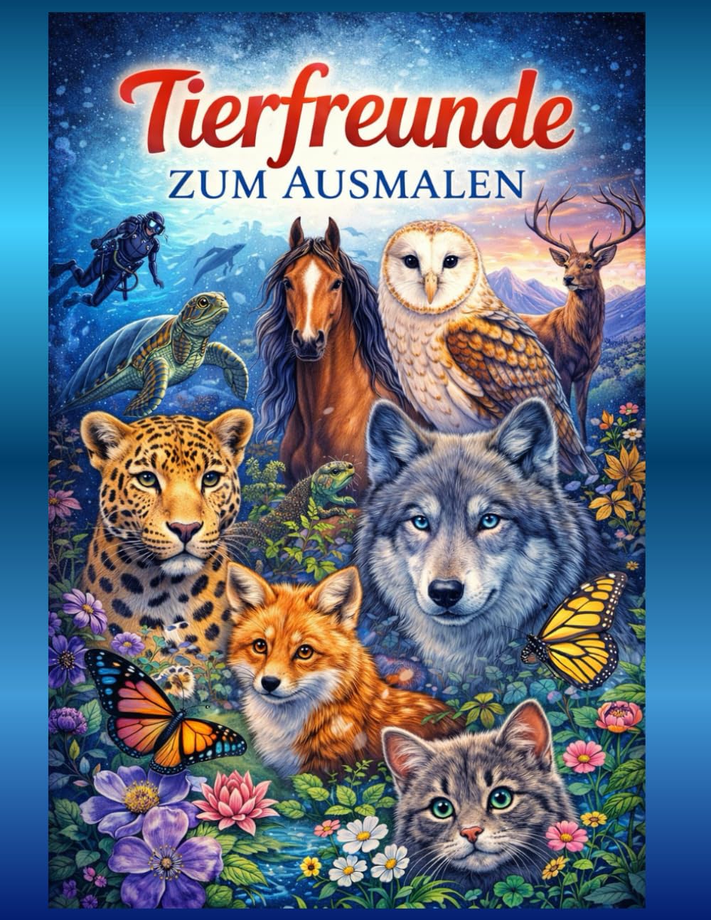 Tierfreunde zum Ausmalen: Tierfreunde zum Ausmalen, Malbuch für Kinder und Erwachsene, 51 Seiten voller Kreativität und Fantasie, mit Koala ,Löwen, Hunde, Katzen, Fische, Fautier...