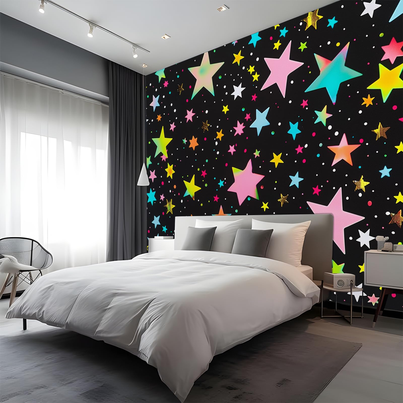 Papier Peint Étoiles Colorées Autocollant En Toile 250x175 cm