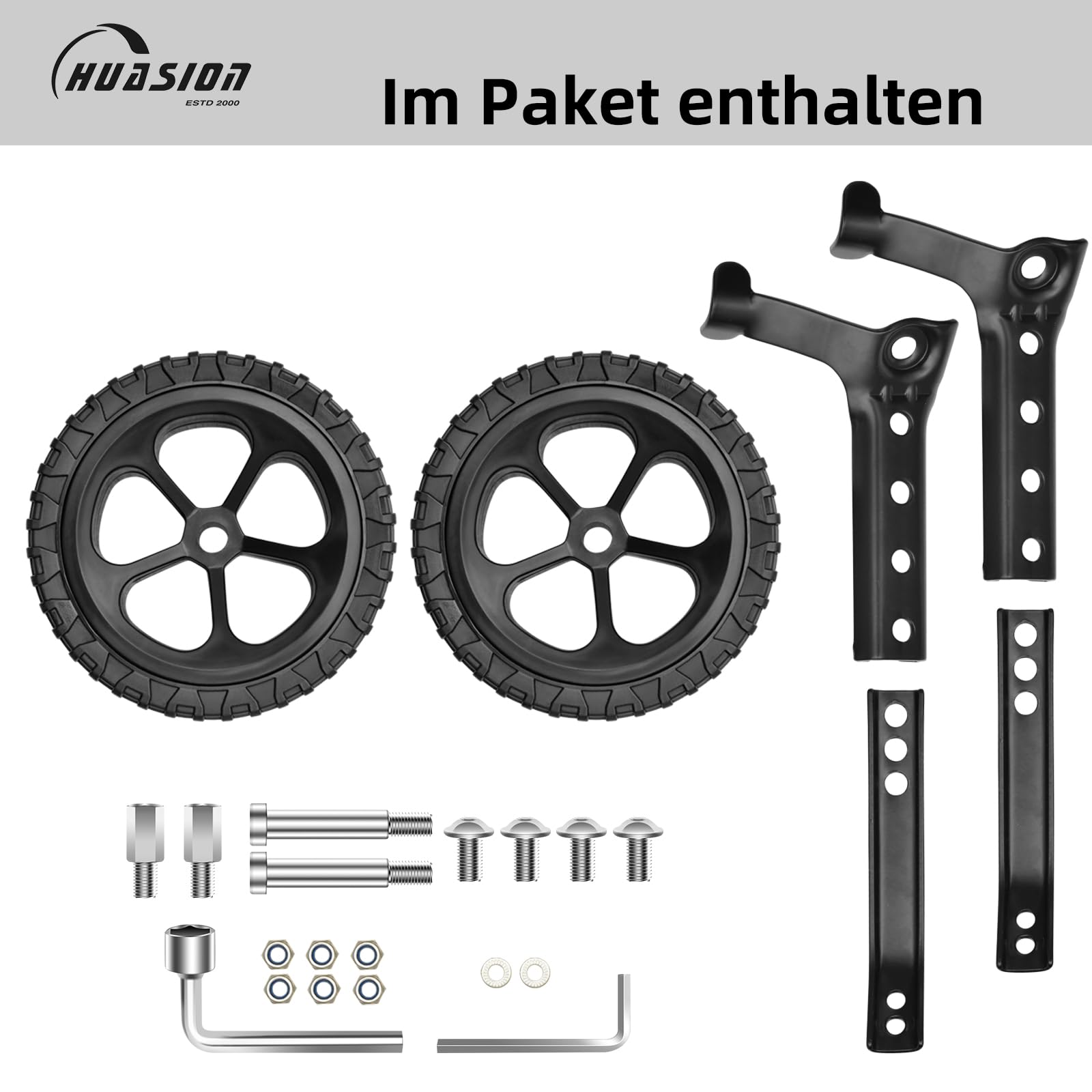 Verstellbare Fahrrad-Stützräder für Kinder - Stützräder-Set für 16, 18, 20, 22, 24 Zoll Kinderfahrräder mit Mehrgangschaltung - Komplettes Montageset, Schwarz