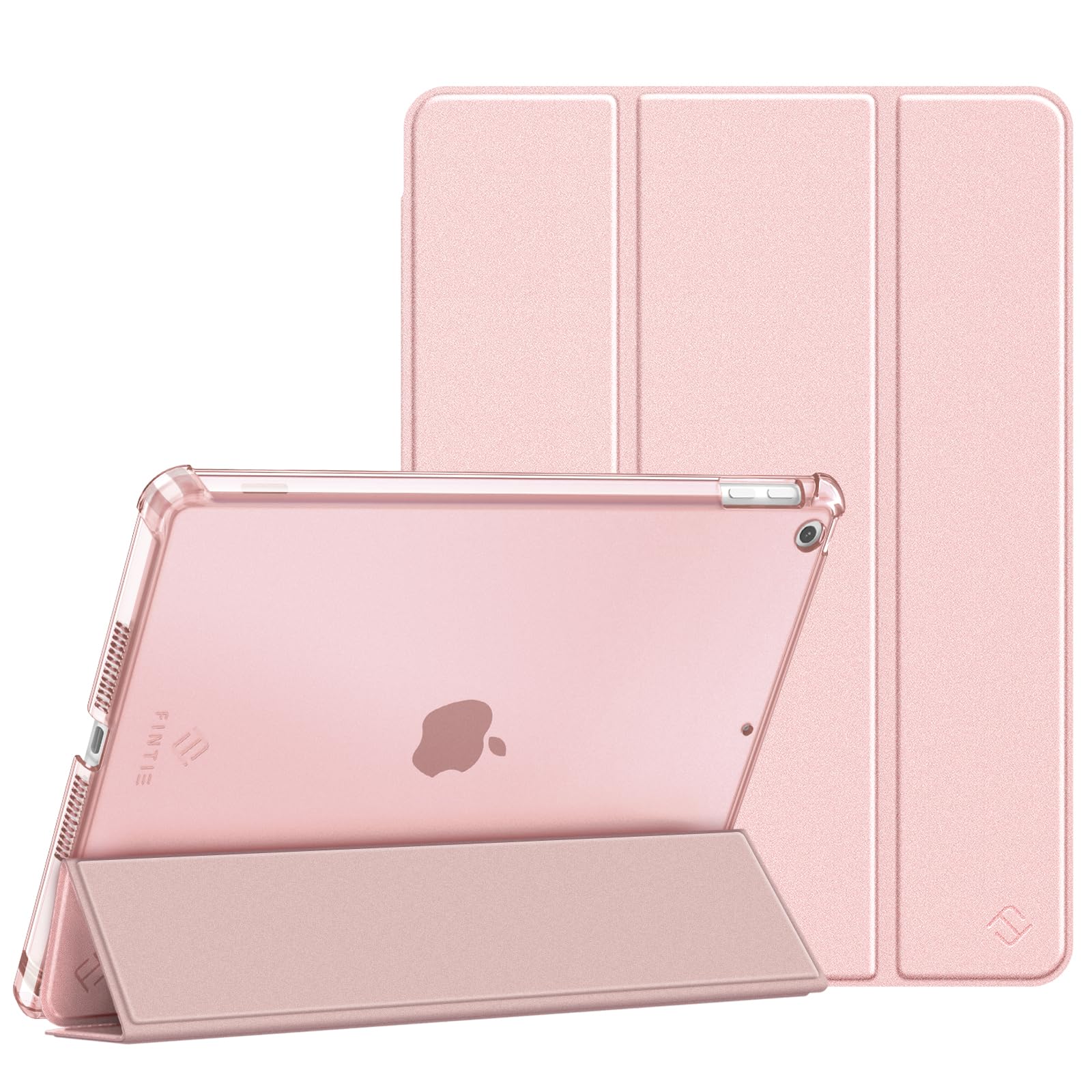 Fintie Hülle für iPad 9. Generation 2021/8. Gen 2020/7. Gen 2019 10.2 Zoll mit Stifthalter, ultradünne leichte Schutzhülle mit transparenter Rückseite und Auto Schlaf/Wach Funktion, Roségold