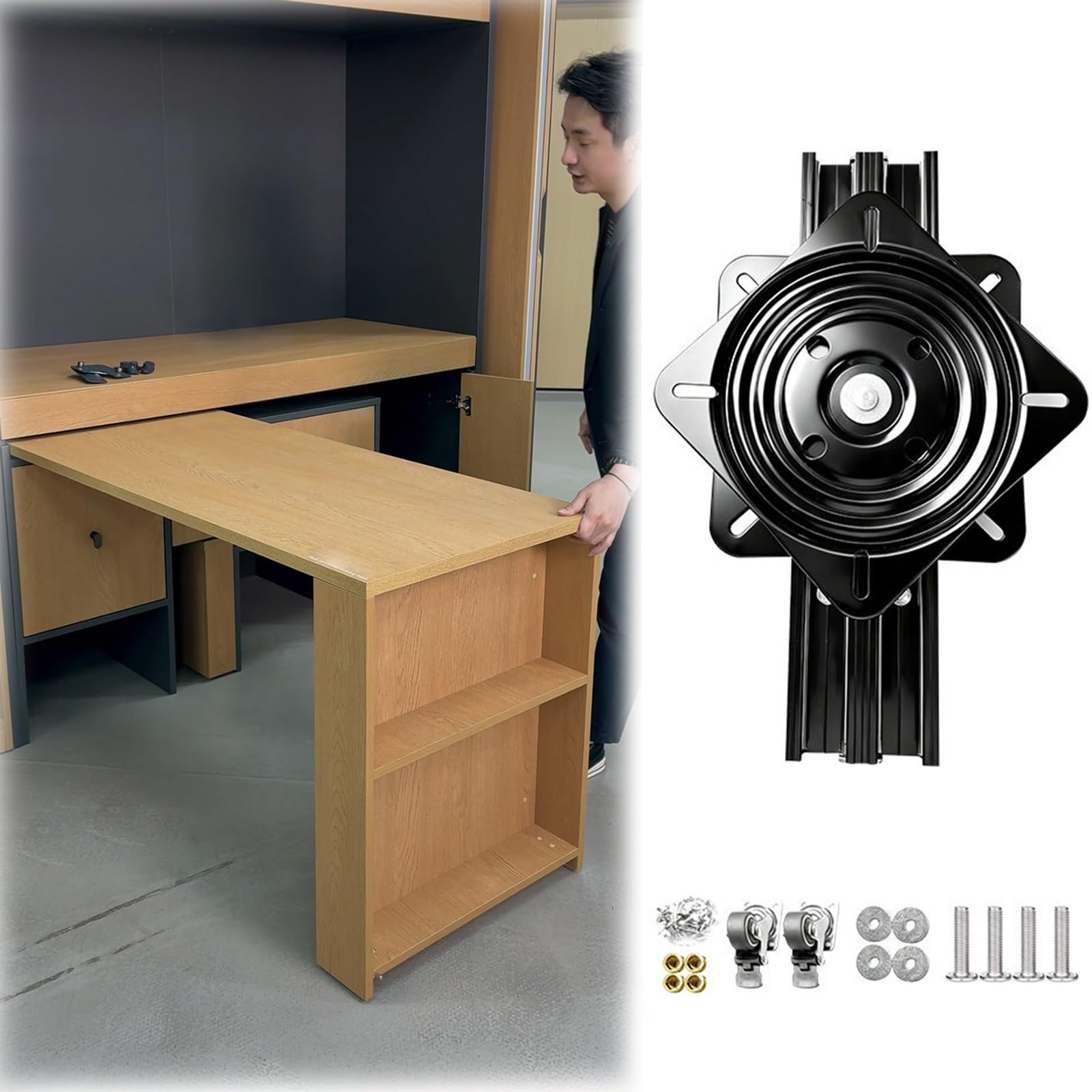 Guias Correderas Herrajes Para Guías De Extensión De Mesa Giratoria, Rieles Deslizantes Extraíbles Para Mesa De Comedor En Isla De Cocina, Guías Telescópicas(L 60cm/2ft)