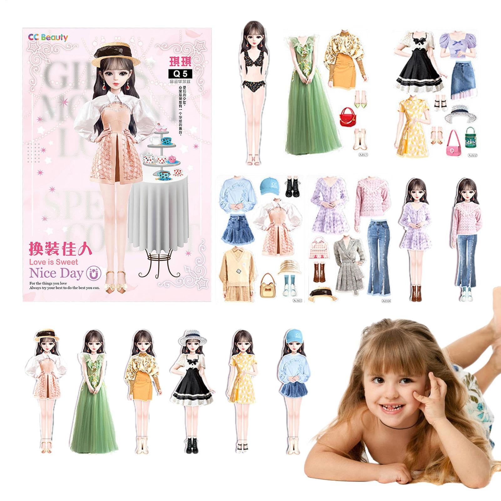 Puppen, magnetisches Papierpuppen-Set, sicher und harmlos, tragbare Papierpuppe zum Ankleiden von Prinzessinnen, leicht zu greifendes Geschenk für Mädchen ab 4 Jahren