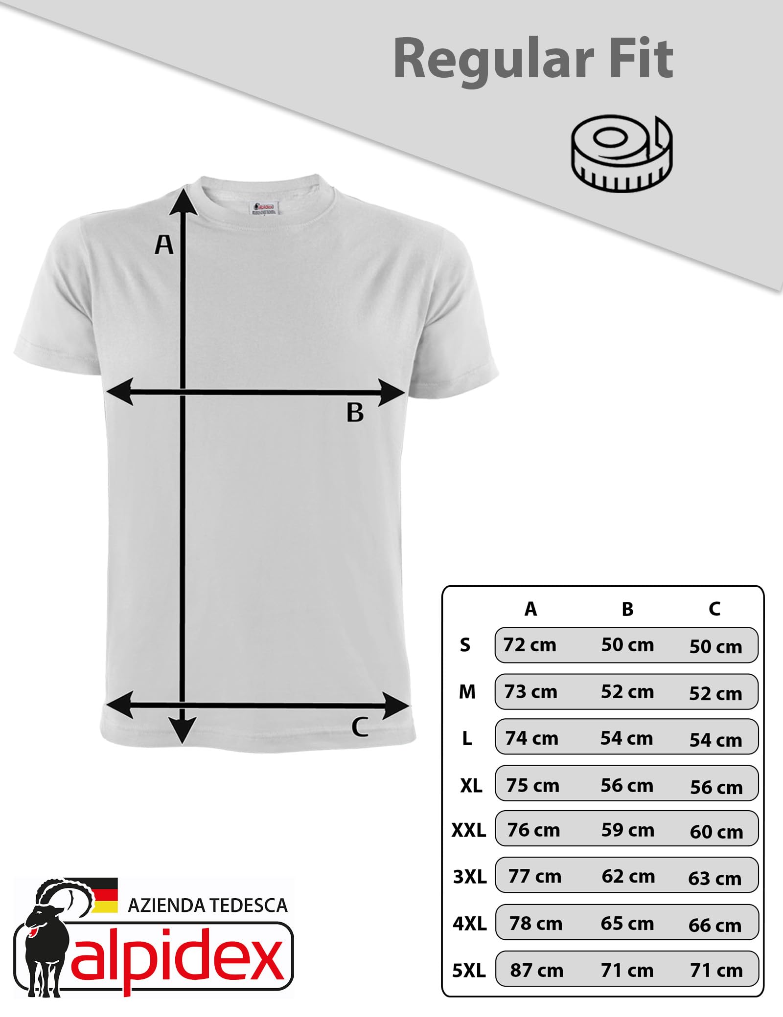 ALPIDEX T-Shirt Magliette da Uomo Confezione da 5 con Girocollo - Taglie S M L XL XXL 3XL 4XL 5XL